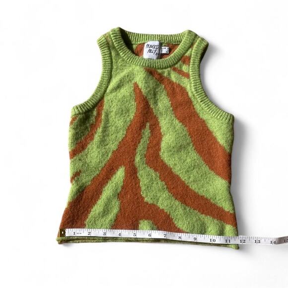 |Princess Polly| Lime Green and Brown Zebra Crop Tank Top Size 4 - Picture 1 of 4